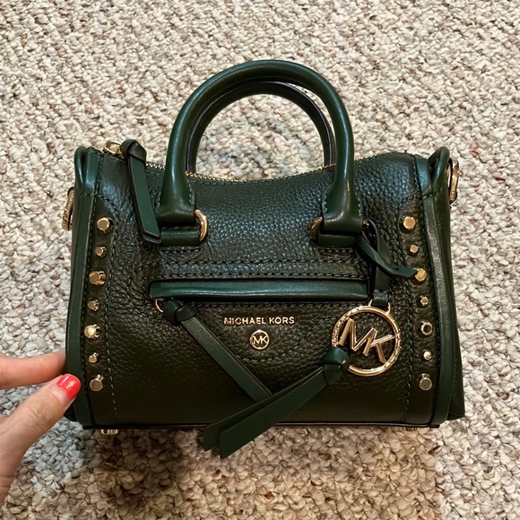 MICHAEL KORS Carine Extra-Small Studded Pebbled Leather Bag 32T0GCCC0L MOSS - Picture 3 of 11